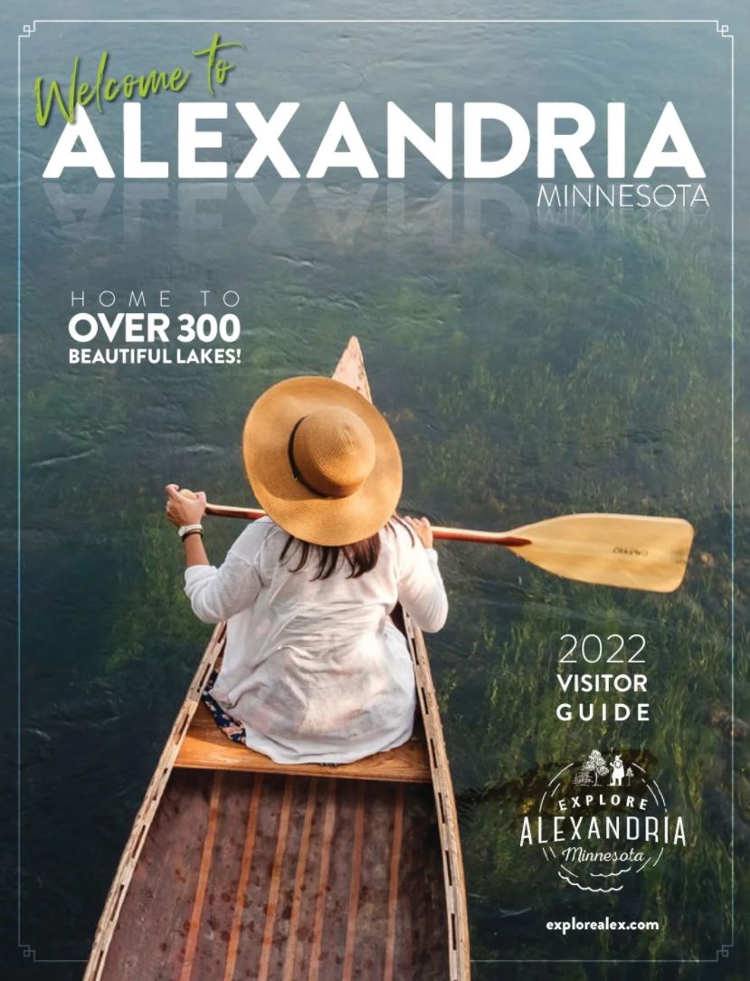 2022 Alexandria Visitor Guide Cover - Woman kayaking on water